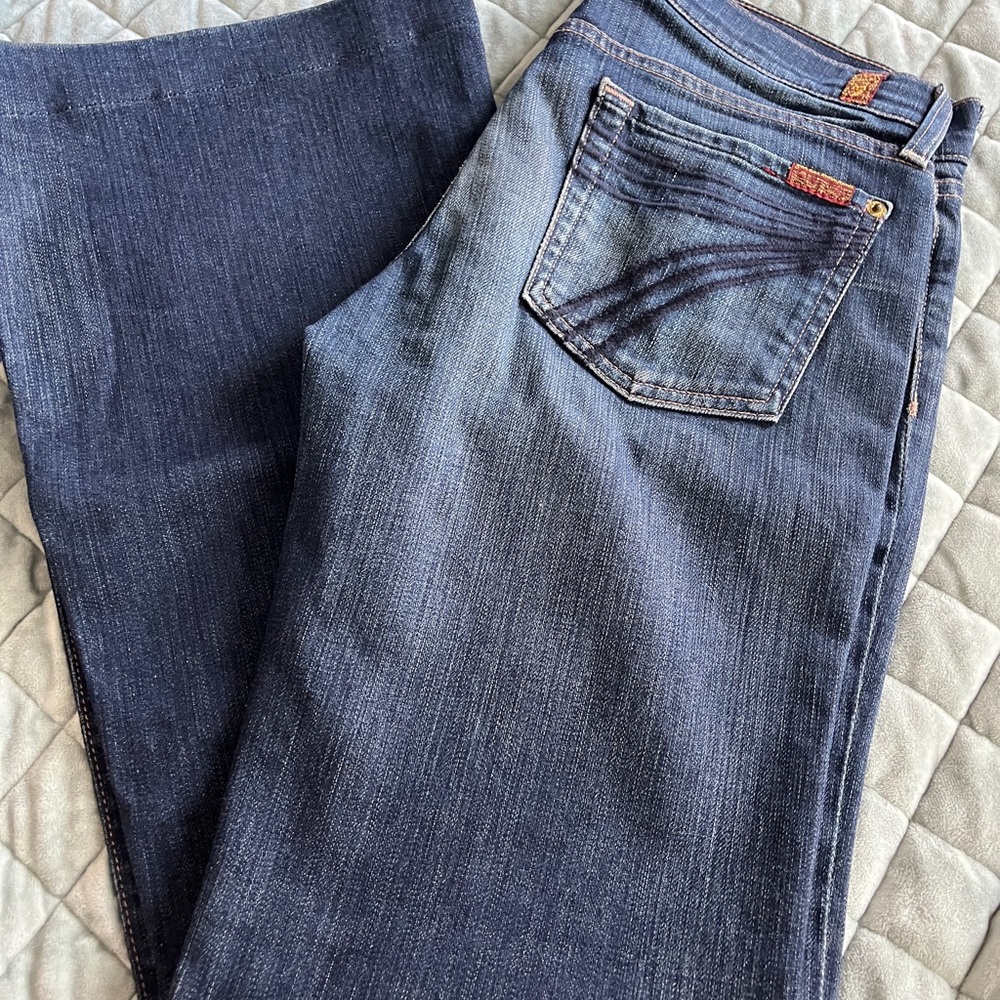 7 For All Mankind Dark Blue Boot Cut Jeans